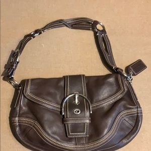 Brown leather Coach shoulder bag.